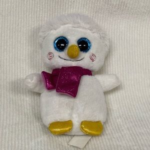 Hug Fun Snowman Plush Stuffed Animal Pink Shiny Hat Scarf  Sparkle Blue Eyes 8”